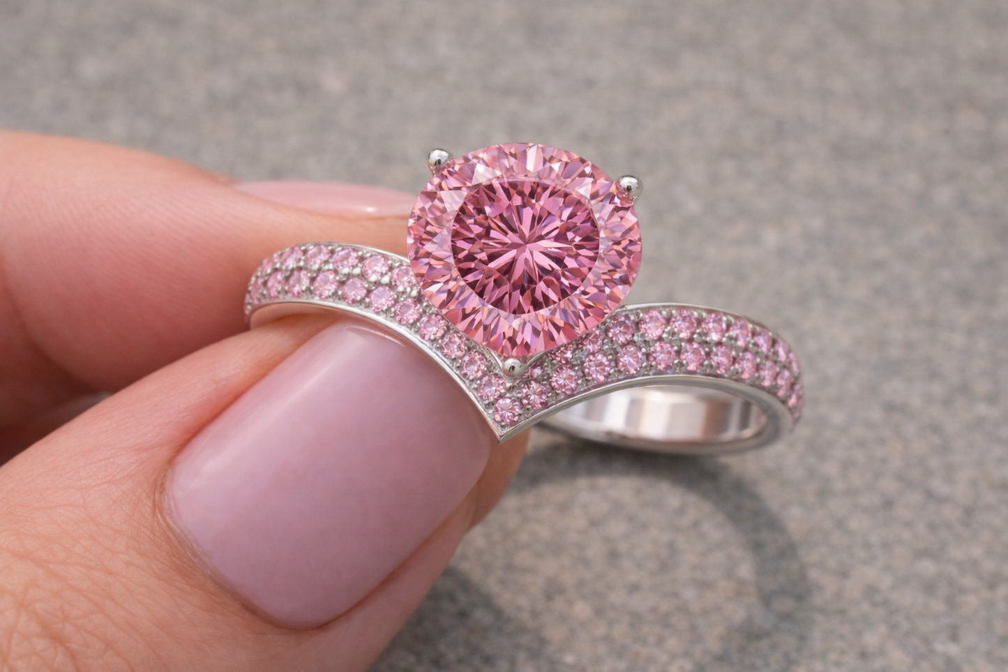 Pink Portuguese Cut Diamond Ring - Éclat Rosé Ring