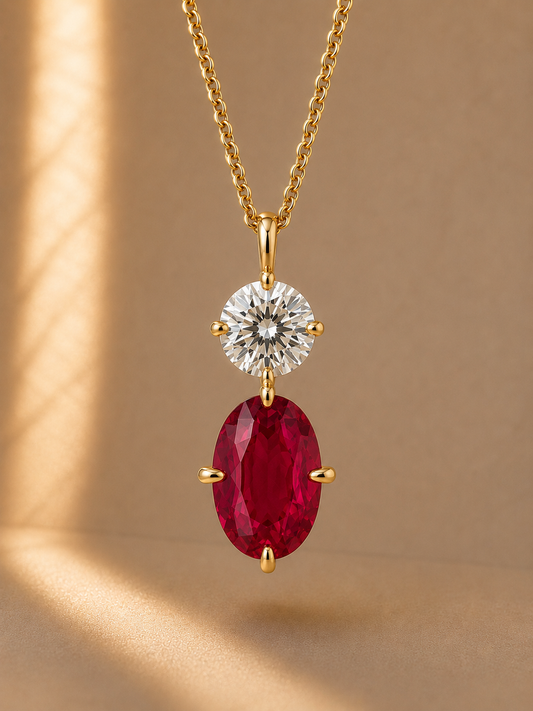 Diamond & Ruby - Rouge Étoile Pendant