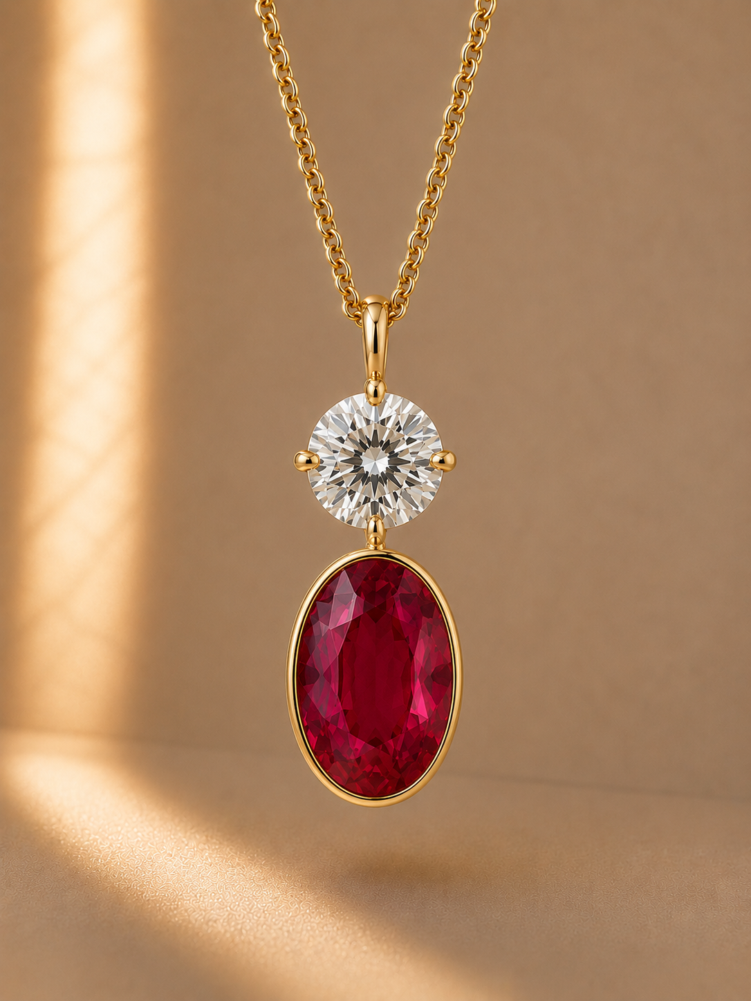 Diamond & Ruby - Rouge Étoile Pendant