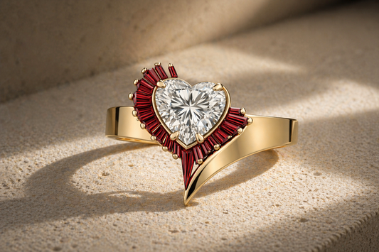 Falling Heart Ring