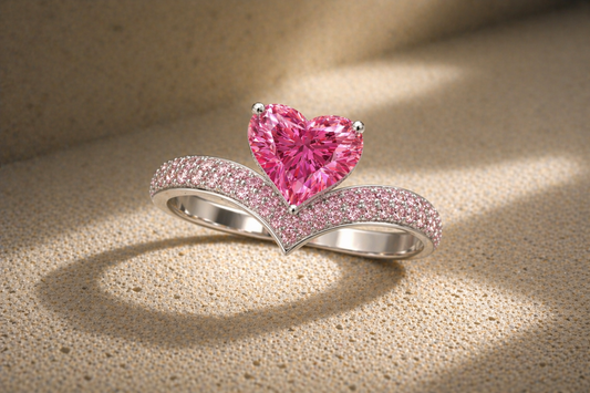 Pink Heart Diamond Ring — Ligne de Cœur