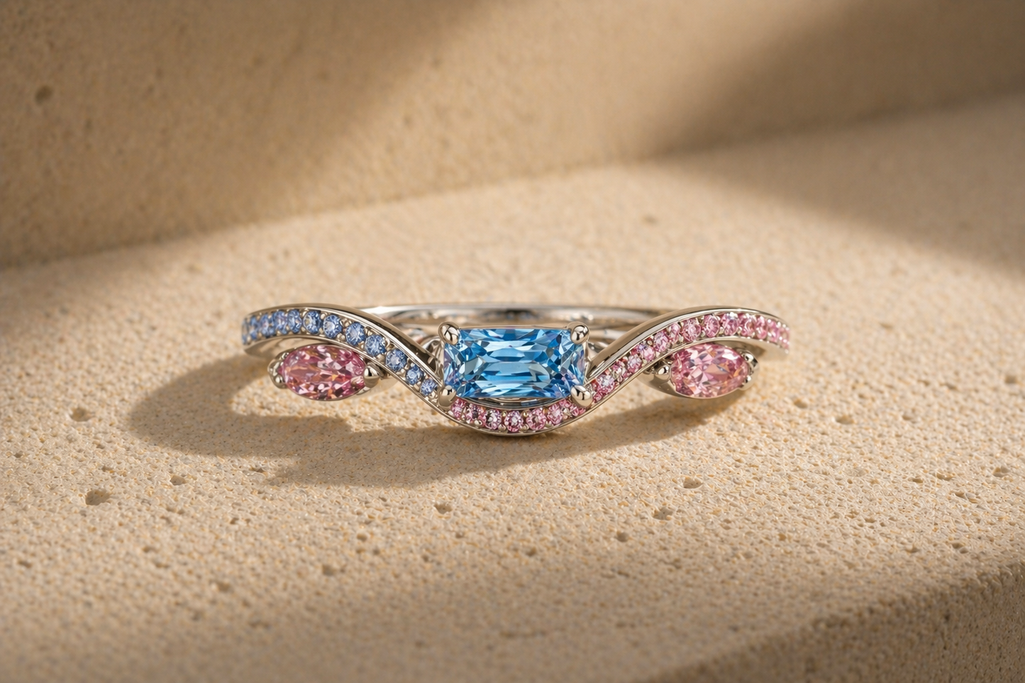 Three Stone Ring - Bleu Rosé Flux